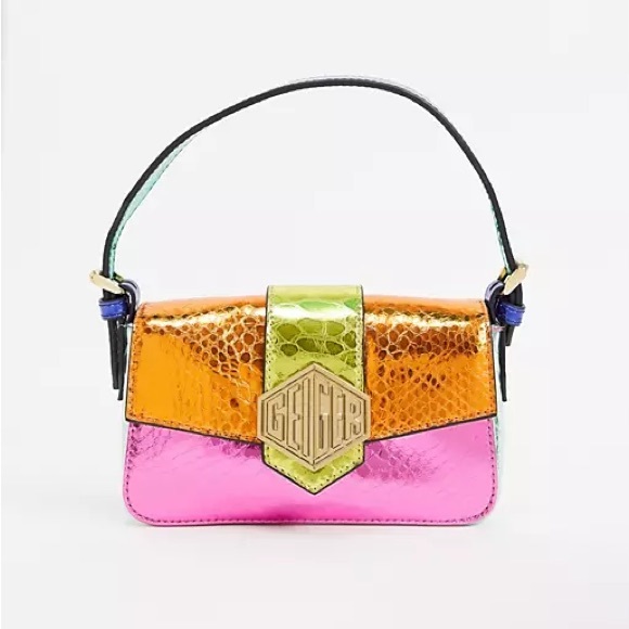 KURT GEIGER Metallic Colorblock Leather 20 Mini Convertible Bag LIKE NEW - Picture 4 of 17